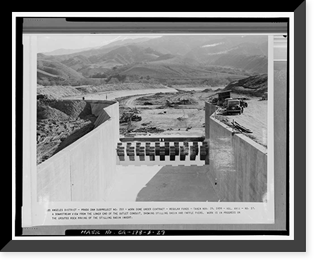 Historic Framed Print, Prado Dam, Outlet Works, Santa Ana River near junction of State Highways 71, Corona vicinity, Riverside County, CA - 26,  17-7/8" x 21-7/8"