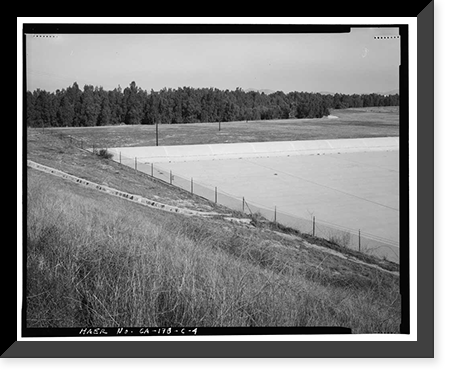 Historic Framed Print, Prado Dam, Spillway, Santa Ana River near junction of State Highways 71, Corona vicinity, Riverside County, CA - 2,  17-7/8" x 21-7/8"