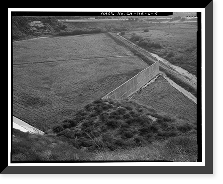 Historic Framed Print, Prado Dam, Spillway, Santa Ana River near junction of State Highways 71, Corona vicinity, Riverside County, CA - 3,  17-7/8" x 21-7/8"