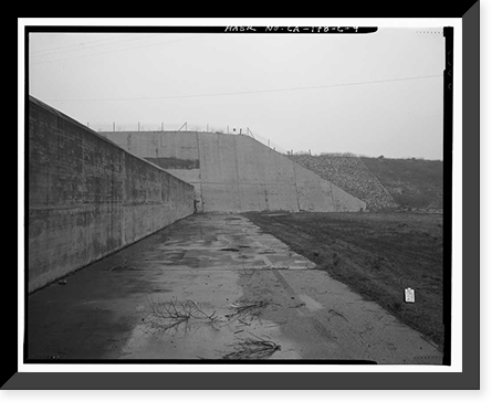 Historic Framed Print, Prado Dam, Spillway, Santa Ana River near junction of State Highways 71, Corona vicinity, Riverside County, CA - 7,  17-7/8" x 21-7/8"