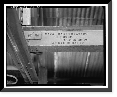 Historic Framed Print, Chollas Heights Naval Radio Transmitting Facility, Public Works Shop, 6410 Zero Road, San Diego, San Diego County, CA - 14,  17-7/8" x 21-7/8"