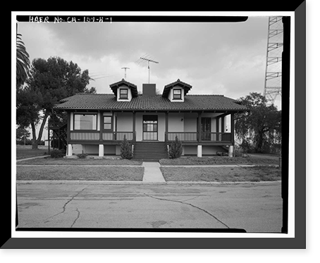 Historic Framed Print, Chollas Heights Naval Radio Transmitting Facility, Officer's Quarters, 6410 Zero Road, San Diego, San Diego County, CA,  17-7/8" x 21-7/8"