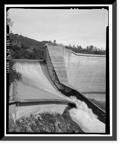 Historic Framed Print, Salinas Dam, Salinas River near Pozo Road, Santa Margarita vicinity, San Luis Obispo County, CA - 5,  17-7/8" x 21-7/8"