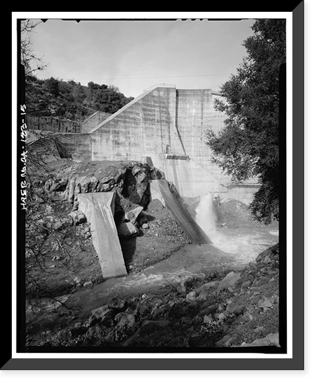 Historic Framed Print, Salinas Dam, Salinas River near Pozo Road, Santa Margarita vicinity, San Luis Obispo County, CA - 15,  17-7/8" x 21-7/8"