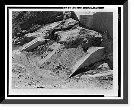 Historic Framed Print, Salinas Dam, Salinas River near Pozo Road, Santa Margarita vicinity, San Luis Obispo County, CA - 22,  17-7/8" x 21-7/8"