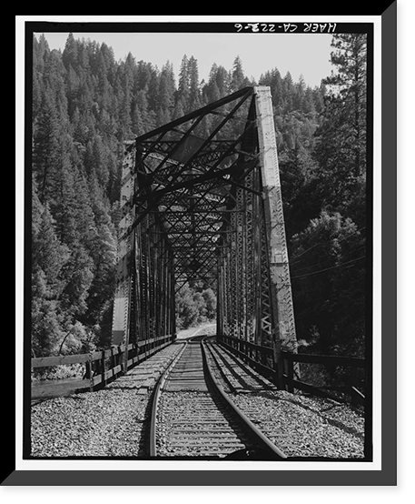 Historic Framed Print, Southern Pacific Railroad Shasta Route, Bridge No. 301.85, Milepost 301.85, Pollard Flat vicinity, Shasta County, CA - 6,  17-7/8" x 21-7/8"