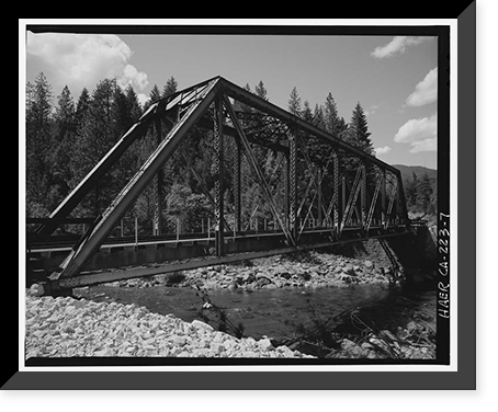 Historic Framed Print, Southern Pacific Railroad Shasta Route, Bridge No. 310.58, Milepost 310.58, Sims vicinity, Shasta County, CA - 7,  17-7/8" x 21-7/8"