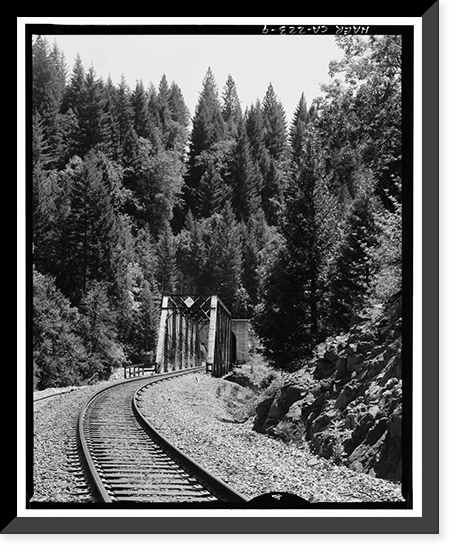Historic Framed Print, Southern Pacific Railroad Shasta Route, Bridge No. 310.58, Milepost 310.58, Sims vicinity, Shasta County, CA - 9,  17-7/8" x 21-7/8"