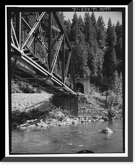 Historic Framed Print, Southern Pacific Railroad Shasta Route, Bridge No. 310.58, Milepost 310.58, Sims vicinity, Shasta County, CA - 12,  17-7/8" x 21-7/8"