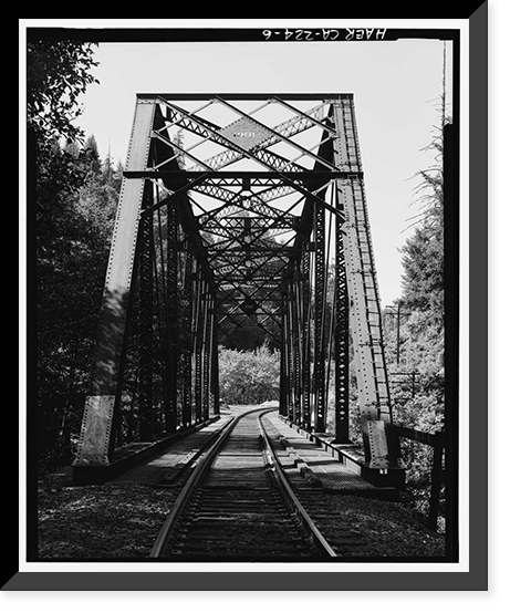 Historic Framed Print, Southern Pacific Railroad Shasta Route, Bridge No. 324.99, Milepost 324.99, Shasta Springs vicinity, Siskiyou County, CA - 6,  17-7/8" x 21-7/8"