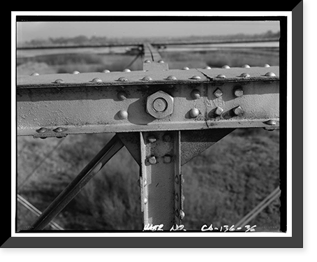 Historic Framed Print, Weidemeyer Bridge, Spanning Thomes Creek at Rawson Road, Corning vicinity, Tehama County, CA - 36,  17-7/8" x 21-7/8"