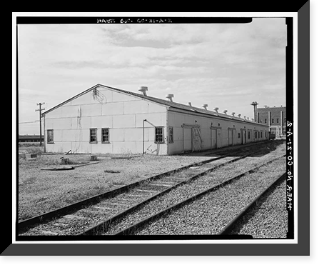 Historic Framed Print, Rocky Mountain Arsenal, Vehicle Maintenance Shop, 1000 feet South of December Seventh Avenue, 200 fe, Commerce City, Adams County, CO - 2,  17-7/8" x 21-7/8"