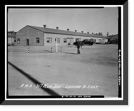 Historic Framed Print, Rocky Mountain Arsenal, Vehicle Maintenance Shop, 1000 feet South of December Seventh Avenue, 200 fe, Commerce City, Adams County, CO - 5,  17-7/8" x 21-7/8"