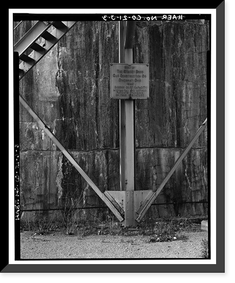 Historic Framed Print, Rocky Mountain Arsenal, West Gas Holder, December Seventh Avenue & D Street, Commerce City, Adams County, CO - 3,  17-7/8" x 21-7/8"