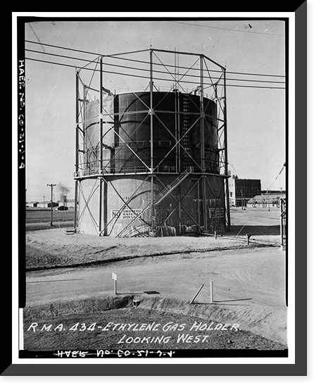 Historic Framed Print, Rocky Mountain Arsenal, West Gas Holder, December Seventh Avenue & D Street, Commerce City, Adams County, CO - 4,  17-7/8" x 21-7/8"