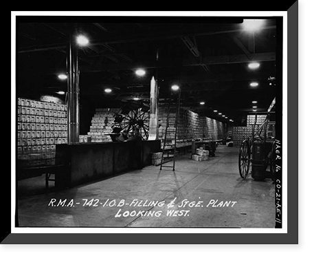 Historic Framed Print, Rocky Mountain Arsenal, Refrigeration Napalm & Incendiary Bomb Warehouse-Bomb Filling, 825 feet South of December Seventh Avenue; 2425 fe, Commerce City, Adams County, CO - 11,  17-7/8" x 21-7/8"