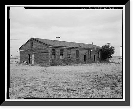 Historic Framed Print, Rocky Mountain Arsenal, Administration-Laboratory- Change House-Bomb Rail, 420 feet South of December Seventh Avenue; 530 fee, Commerce City, Adams County, CO,  17-7/8" x 21-7/8"