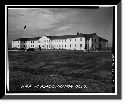 Historic Framed Print, Rocky Mountain Arsenal, Administration Building, 400 feet North of December Seventh Avenue; 1940 fe, Commerce City, Adams County, CO - 3,  17-7/8" x 21-7/8"
