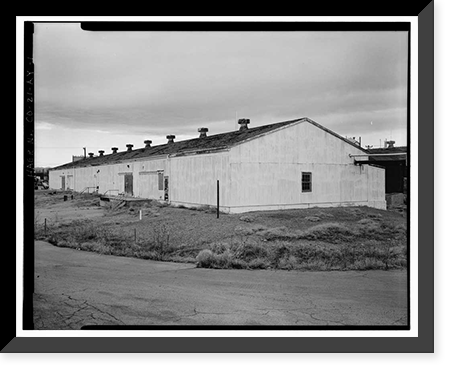 Historic Framed Print, Rocky Mountain Arsenal, Storage Warehouse for Incendiary Clusters, 1659 feet South of December Seventh Avenue; 2060 f, Commerce City, Adams County, CO,  17-7/8" x 21-7/8"