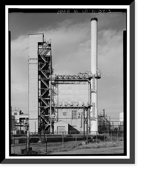 Historic Framed Print, Rocky Mountain Arsenal, Pesticide Incinerator-Precipitator, 260 feet South of December Seventh Avenue; 1840 fe, Commerce City, Adams County, CO - 3,  17-7/8" x 21-7/8"