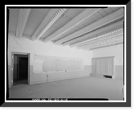 Historic Framed Print, Pinon Boarding School, Classroom Building, Navajo Route 41, North of Navajo Route 4, Pinon, Navajo County, AZ - 14,  17-7/8" x 21-7/8"