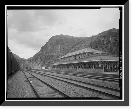 Historic Framed Print, Arizona & New Mexico Railroad Passenger Station, Coronado Boulevard, Clifton, Greenlee County, AZ - 2,  17-7/8" x 21-7/8"