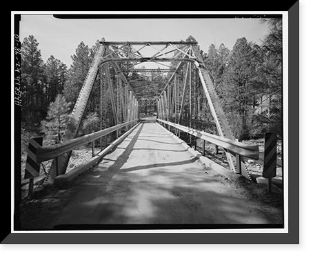 Historic Framed Print, Whispering Pines Bridge, Spanning East Verde River at Forest Service Contro, Payson vicinity, Gila County, AZ - 10,  17-7/8" x 21-7/8"