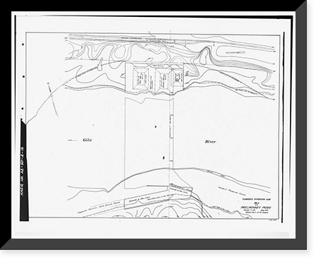 Historic Framed Print, San Carlos Irrigation Project, Ashurst-Hayden Dam, Gila River, T4S R11E S7, Coolidge, Pinal County, AZ - 12,  17-7/8" x 21-7/8"