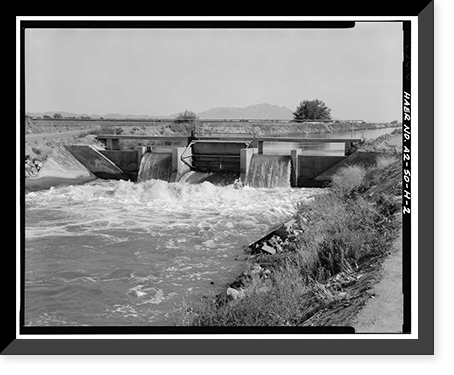 Historic Framed Print, San Carlos Irrigation Project, Pima Lateral, Main Canal at Sacaton Dam, Coolidge, Pinal County, AZ - 2,  17-7/8" x 21-7/8"