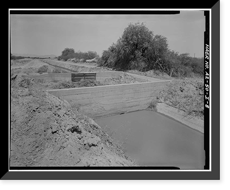Historic Framed Print, San Carlos Irrigation Project, North Side Canal, North of Gila River, Coolidge, Pinal County, AZ - 8,  17-7/8" x 21-7/8"