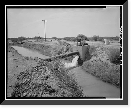 Historic Framed Print, San Carlos Irrigation Project, North Side Canal, North of Gila River, Coolidge, Pinal County, AZ - 9,  17-7/8" x 21-7/8"
