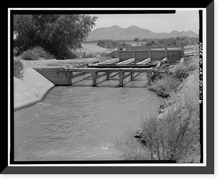 Historic Framed Print, San Carlos Irrigation Project, Casa Blanca Canal, Gila River, Coolidge, Pinal County, AZ - 6,  17-7/8" x 21-7/8"