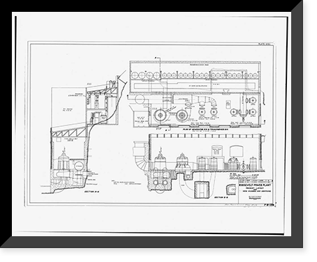 Historic Framed Print, Theodore Roosevelt Dam, Transformer House, Salt River, Tortilla Flat, Maricopa County, AZ- 13,  17-7/8" x 21-7/8"