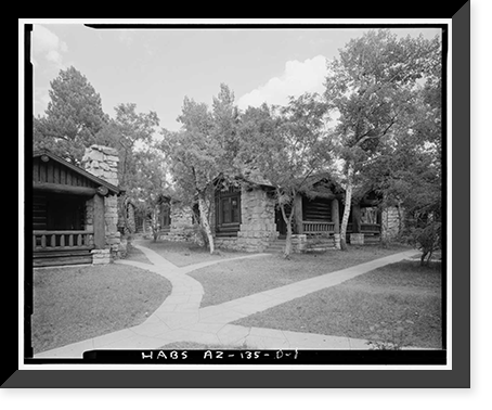 Historic Framed Print, Grand Canyon Lodge, Western Quadraplex Cabin, North Rim, Grand Canyon National Park, Coconino County, AZ,  17-7/8" x 21-7/8"