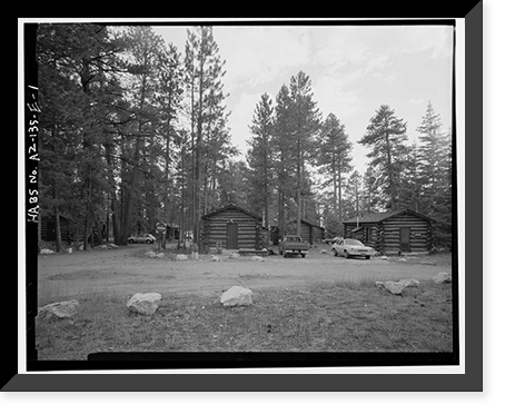 Historic Framed Print, Grand Canyon Lodge, Pioneer Cabin, North Rim, Grand Canyon National Park, Coconino County, AZ,  17-7/8" x 21-7/8"