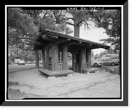 Historic Framed Print, Grand Canyon Lodge, Bright Angel Kiosk, North Rim, Grand Canyon National Park, Coconino County, AZ,  17-7/8" x 21-7/8"