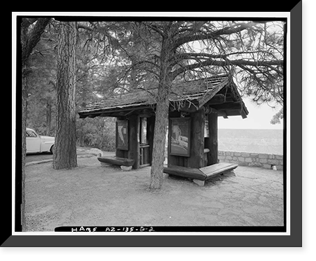 Historic Framed Print, Grand Canyon Lodge, Bright Angel Kiosk, North Rim, Grand Canyon National Park, Coconino County, AZ - 2,  17-7/8" x 21-7/8"