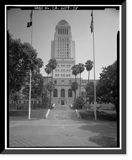 Historic Framed Print, Los Angeles City Hall, 200 North Spring Street, Los Angeles, Los Angeles County, CA - 42,  17-7/8" x 21-7/8"