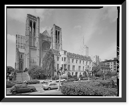 Historic Framed Print, Grace Cathedral, George William Gibbs Memorial Hall, 1051 Taylor Street, San Francisco, San Francisco County, CA,  17-7/8" x 21-7/8"