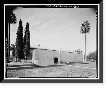 Historic Framed Print, March Air Force Base, March Field, Gymnasium, DeKay Avenue, Moreno Valley, Riverside County, CA - 7,  17-7/8" x 21-7/8"