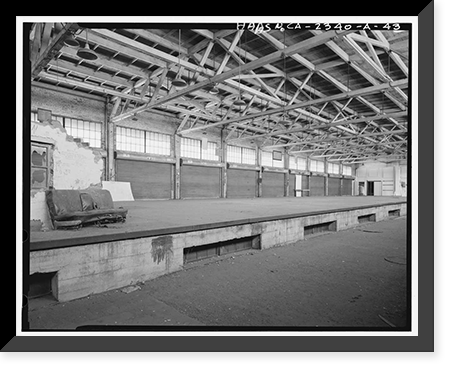 Historic Framed Print, Southern Pacific Railroad Depot, Railroad Terminal Post Office & Express Building, Fifth & I Streets, Sacramento, Sacramento County, CA - 42,  17-7/8" x 21-7/8"