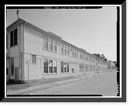 Historic Framed Print, Mare Island Naval Shipyard, Administrative Offices & Cafeteria, Twelfth Street, north side between Railroad Avenue & Cedar Aveneu, Vallejo, Solano County, CA - 3,  17-7/8" x 21-7/8"