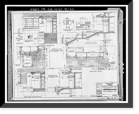 Historic Framed Print, Mare Island Naval Shipyard, Administrative Offices, Walnut Avenue, east side between Seventh & Eighth Streets, Vallejo, Solano County, CA - 25,  17-7/8" x 21-7/8"