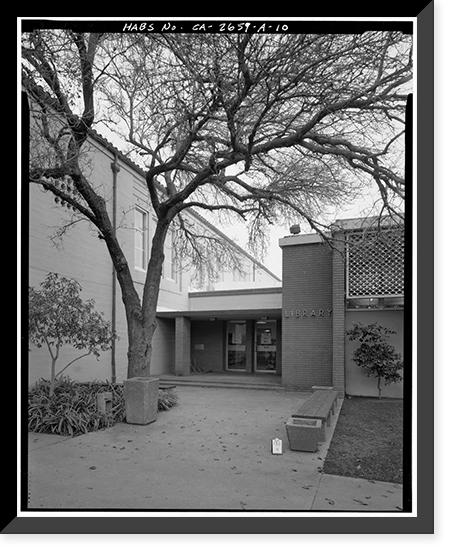 Historic Framed Print, Sacramento Junior College, Library, 3835 Freeport Boulevard, Sacramento, Sacramento County, CA - 10,  17-7/8" x 21-7/8"