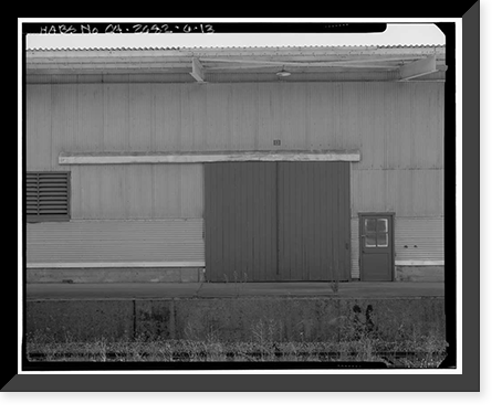 Historic Framed Print, Naval Supply Annex Stockton, Steel Warehouse Type, Between James & Humphreys Drives south of Embarcadero, Stockton, San Joaquin County, CA - 13,  17-7/8" x 21-7/8"