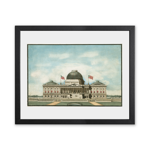 Historic Framed Print 1834 United States Capitol, 17-7/8" x 21-7/8"