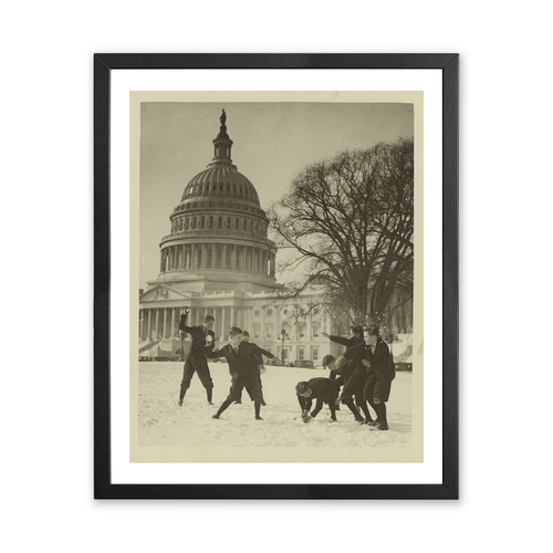 Historic Framed Print Senate page boys stage their first snowball fight, 17-7/8" x 21-7/8"