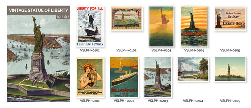 Vintage Statue Of Liberty Prints - Set of 10 Cards