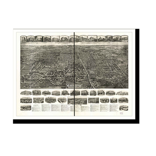 Panoramic Map - Manchester, Connecticut, 1914 - Bird's Eye View Print