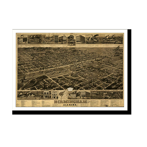 Panoramic Map - Birmingham, Alabama, 1885 - Bird's Eye View Print